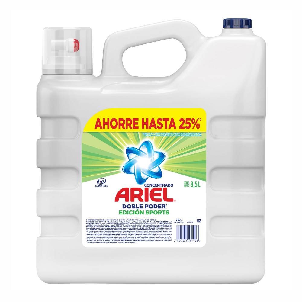 Detergente Líquido Ariel Doble Poder Edición Sports 8.5 l