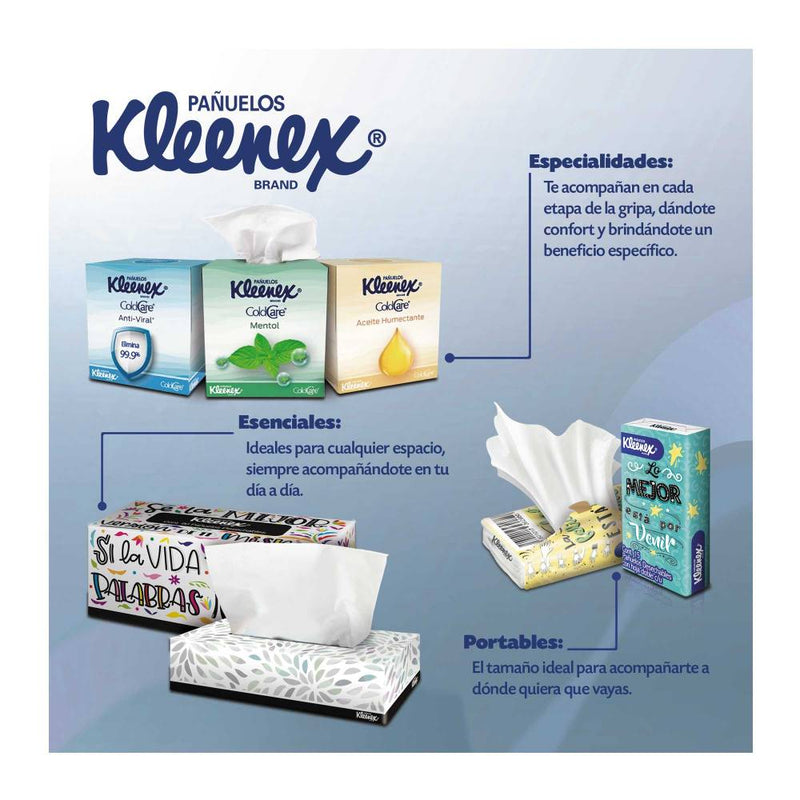 Pañuelos Faciales Kleenex 12 Cajas con 90 pzas c/u