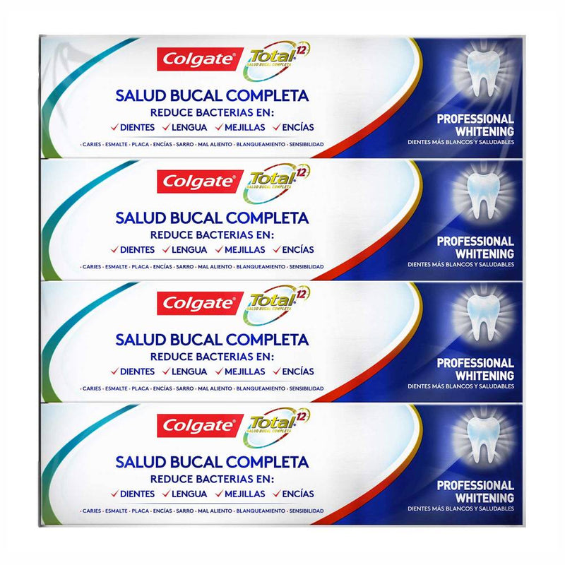 Crema Dental Colgate Total 12 Multiprotección Professional Whitening 4 pzas de 125 ml