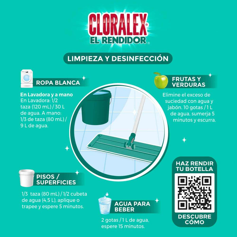 Blanqueador Líquido Cloralex El Rendidor 8 pzas de 950 ml