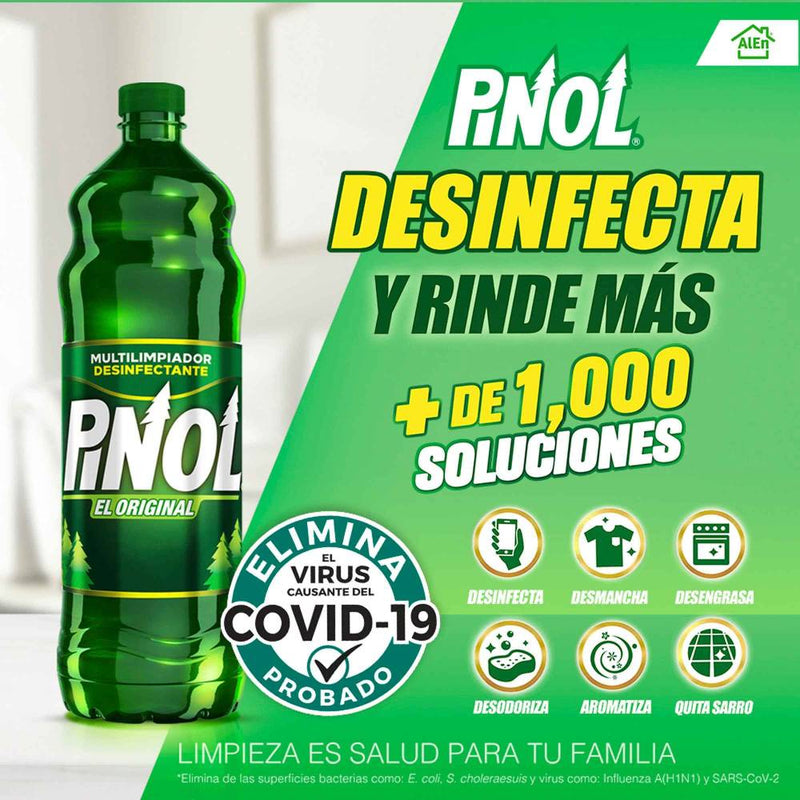 Multilimpiador Desinfectante Pinol El Original 8 pzas de 1 l c/u