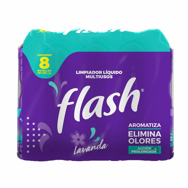 Limpiador Multiusos Flash Lavanda Intensa 8 pzas de 1.25 l