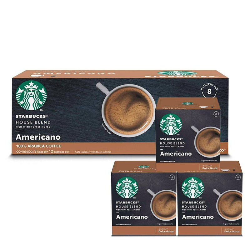 Cápsulas de Café Starbucks by Nescafé Dolce Gusto Americano 3 Cajas con 12 pzas c/u