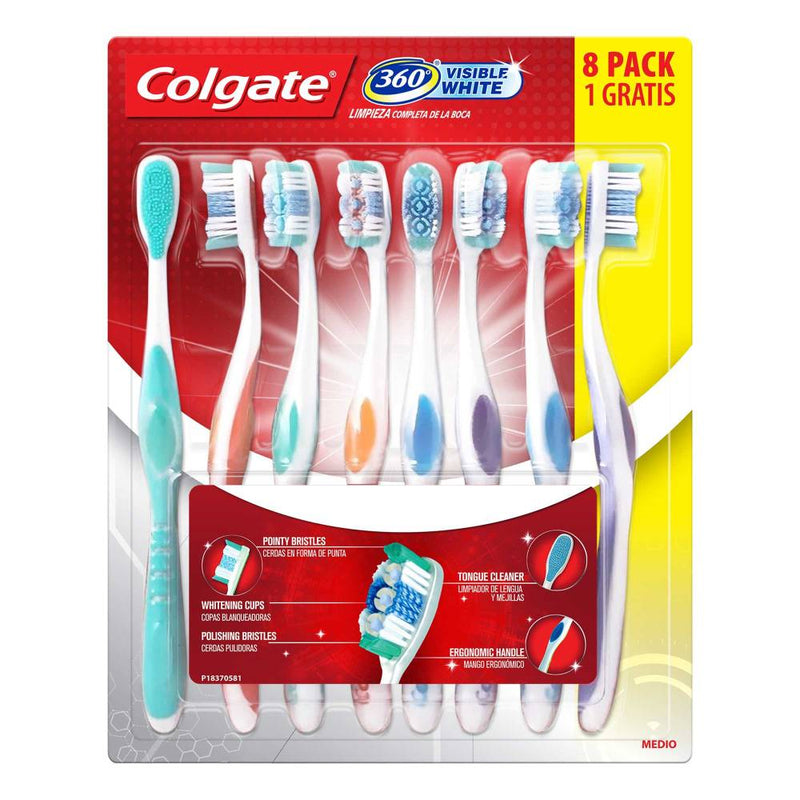 Cepillo Dental Colgate 360° Visible White con 7 + 1 pzas