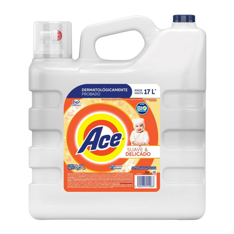 Detergente Líquido Ace Suave & Delicado 8.5 l