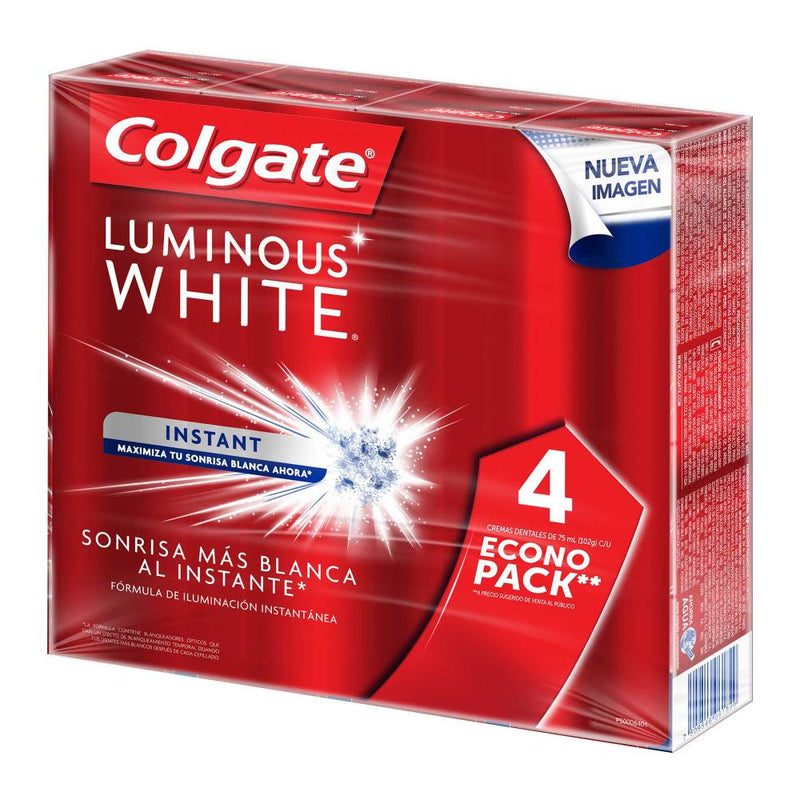 Crema Dental Colgate Luminous White 4 pzas de 75 ml c/u