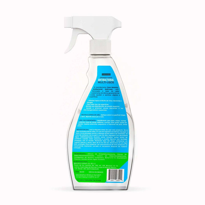 Desinfectante Antibacterial Multiusos Clean Botanica 2 pzas de 600 ml c/u