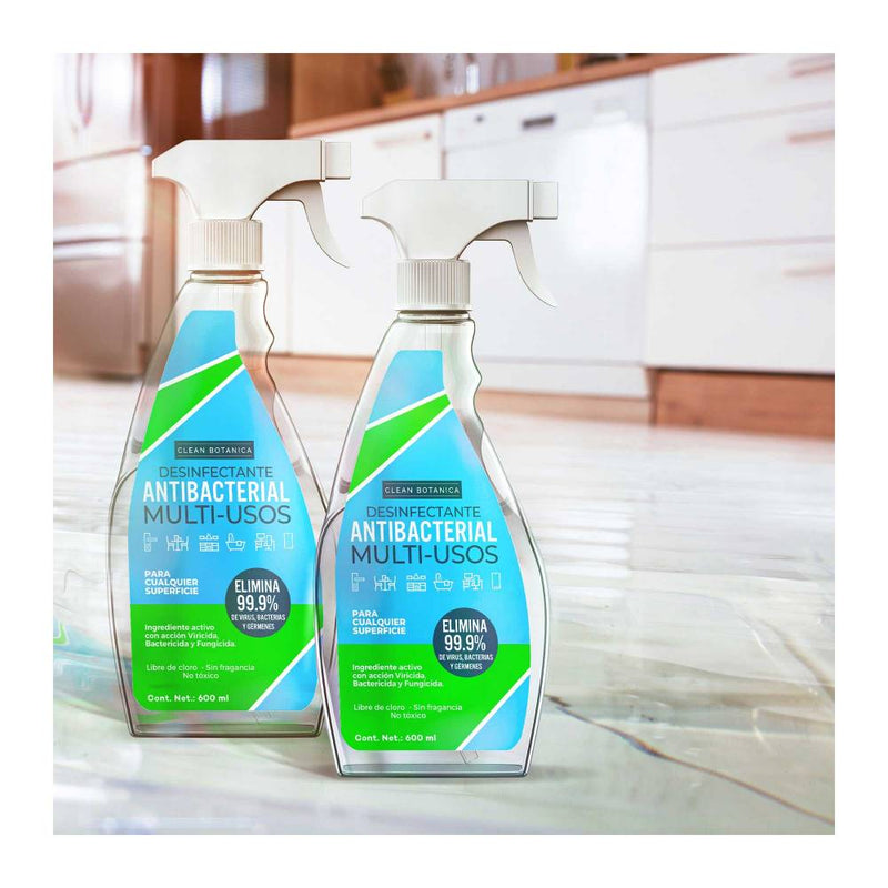 Desinfectante Antibacterial Multiusos Clean Botanica 2 pzas de 600 ml c/u