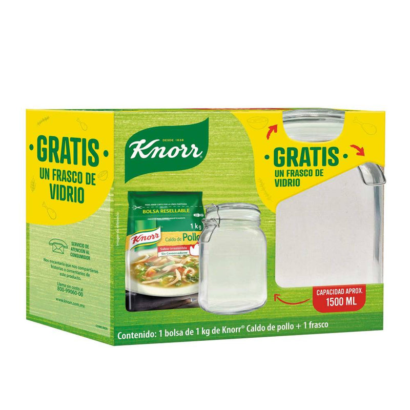 Caldo de Pollo Knorr 1 kg + 1 Frasco de Vidrio