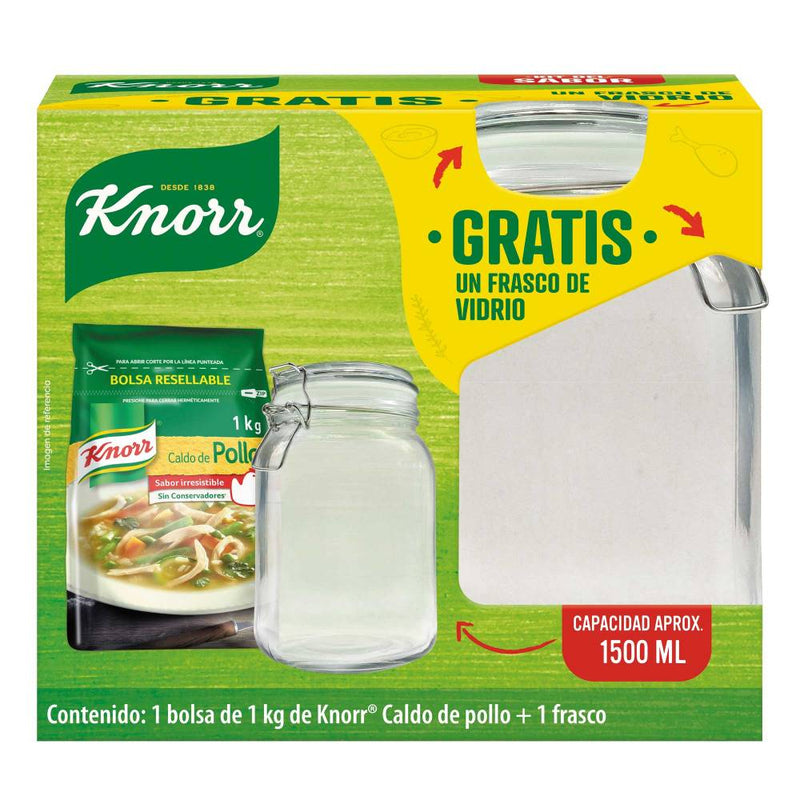 Caldo de Pollo Knorr 1 kg + 1 Frasco de Vidrio
